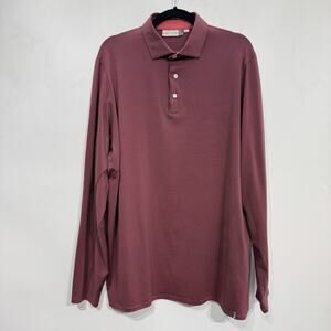 KJUS Soren Polo Shirt Men's 3XL Red Blue Striped UPF 50+ Golf Long Sleeve